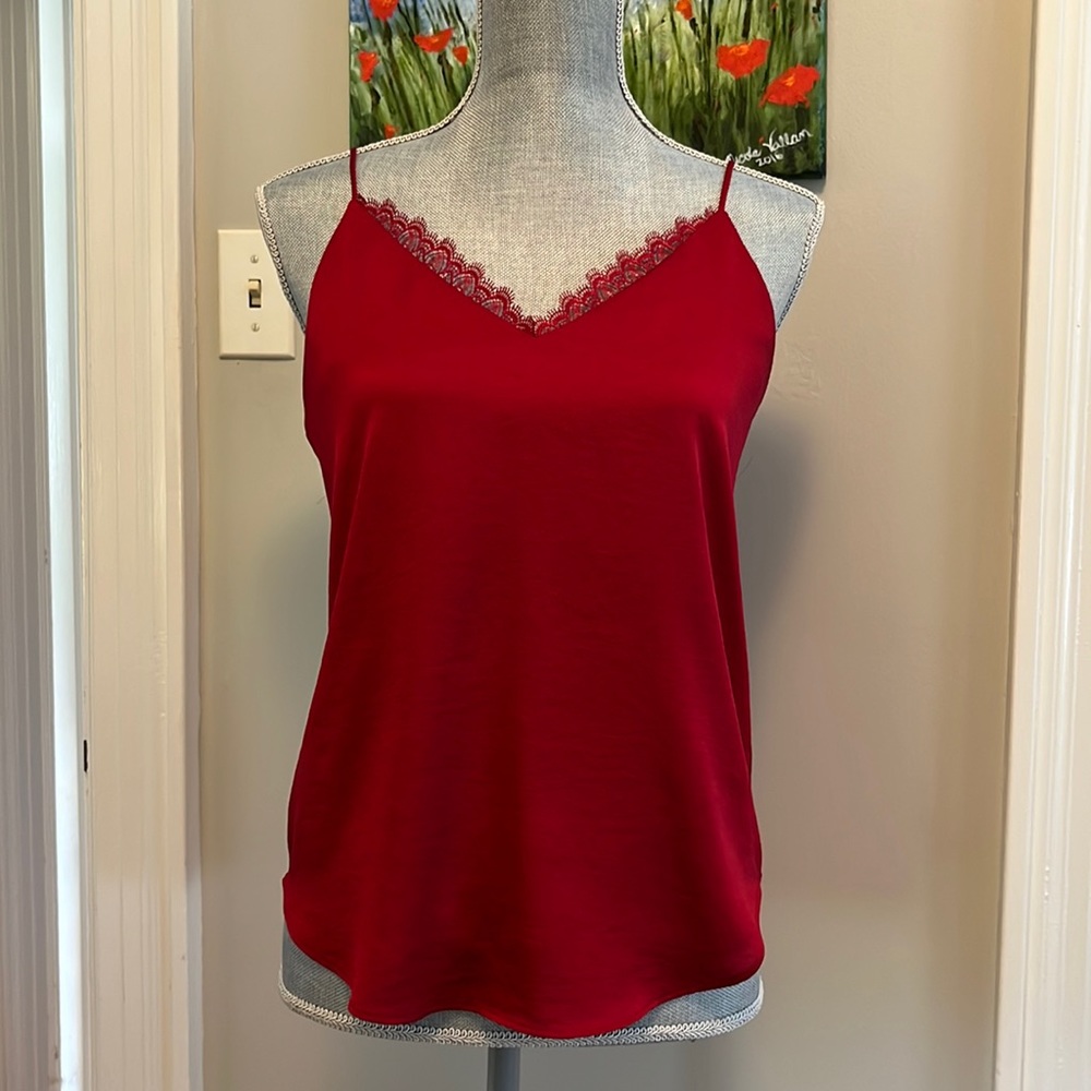 Express. Red silk spaghetti top small